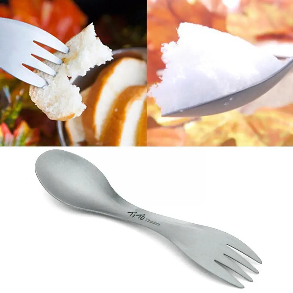 

1 Pcs For Titanium Spork Spoon Ultralight Cookware Portable For Outdoor Camping Picnic Accessories Hiking Travel 2in1 Table B8Z2