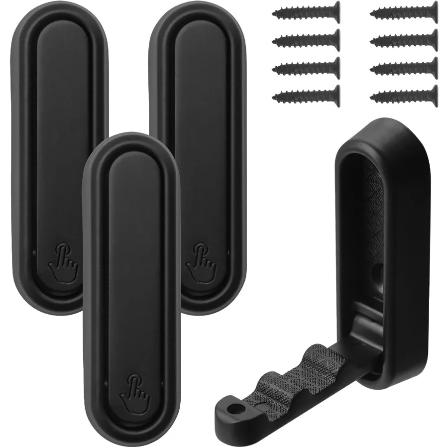 4 قطعة خطاف قابل للطي أسود قابل للطي جدار السنانير أدوات خادم للجدار أضعاف أسفل السنانير السوداء للملابس طوي جدار nt أدوات المورد #1