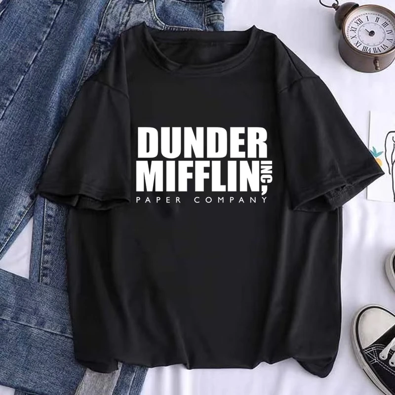 

DUNDER MIFFLIN PAPER INC Офисное ТВ-шоу Женская футболка с принтом для девочек с коротким рукавом Белые топы с графикой в стиле Харадзюку Kawaii Футболка Прямая поставка