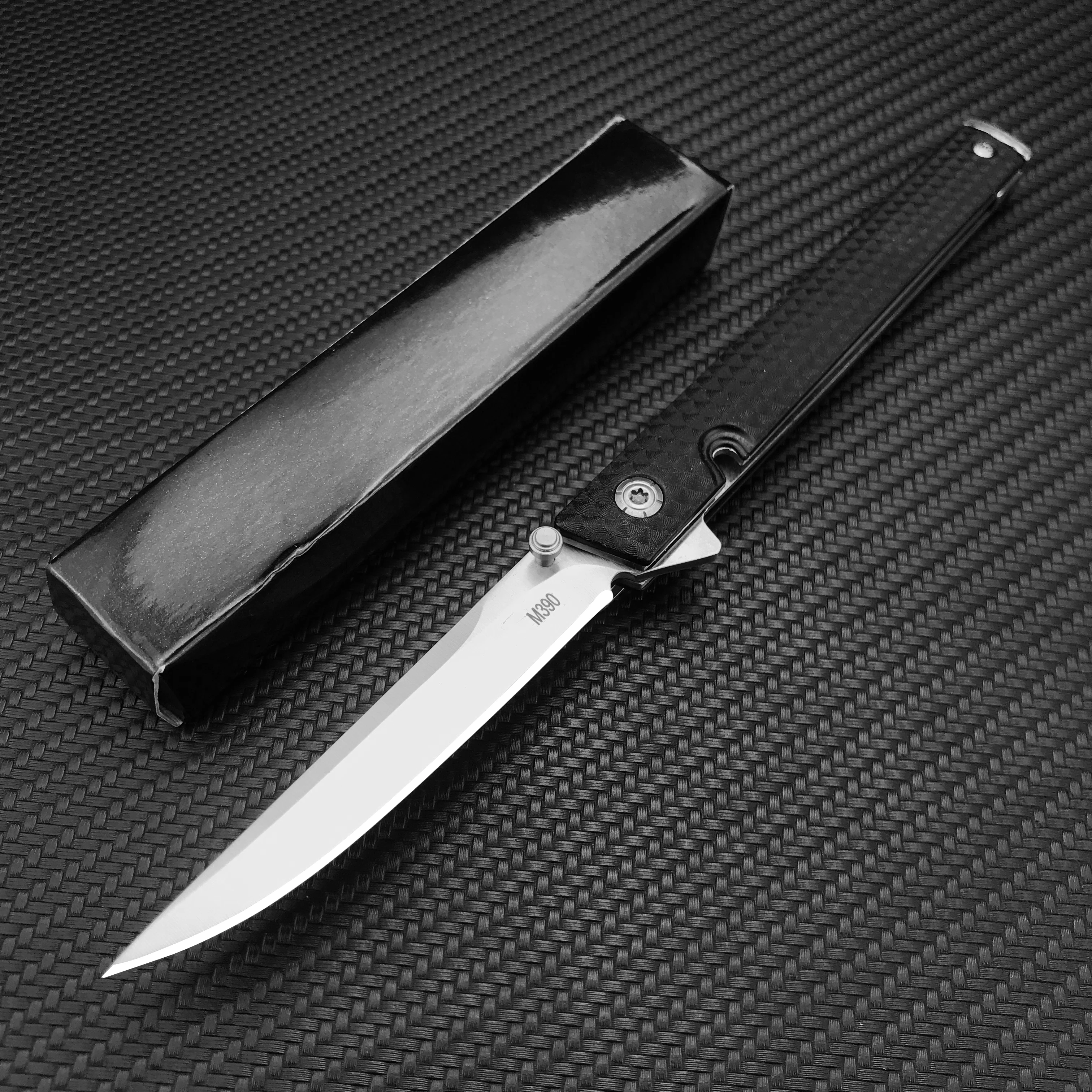 Portable Outdoor Hand Tool: M390 Steel Folding Pocket Knife with Easy-Open Nylon Wave Fiber Handle – Multi-Functional EDC Gear, Perfect for Camping, Hiking, Picnics & Small Garden Plant Trimming | Ideal Gift for Men