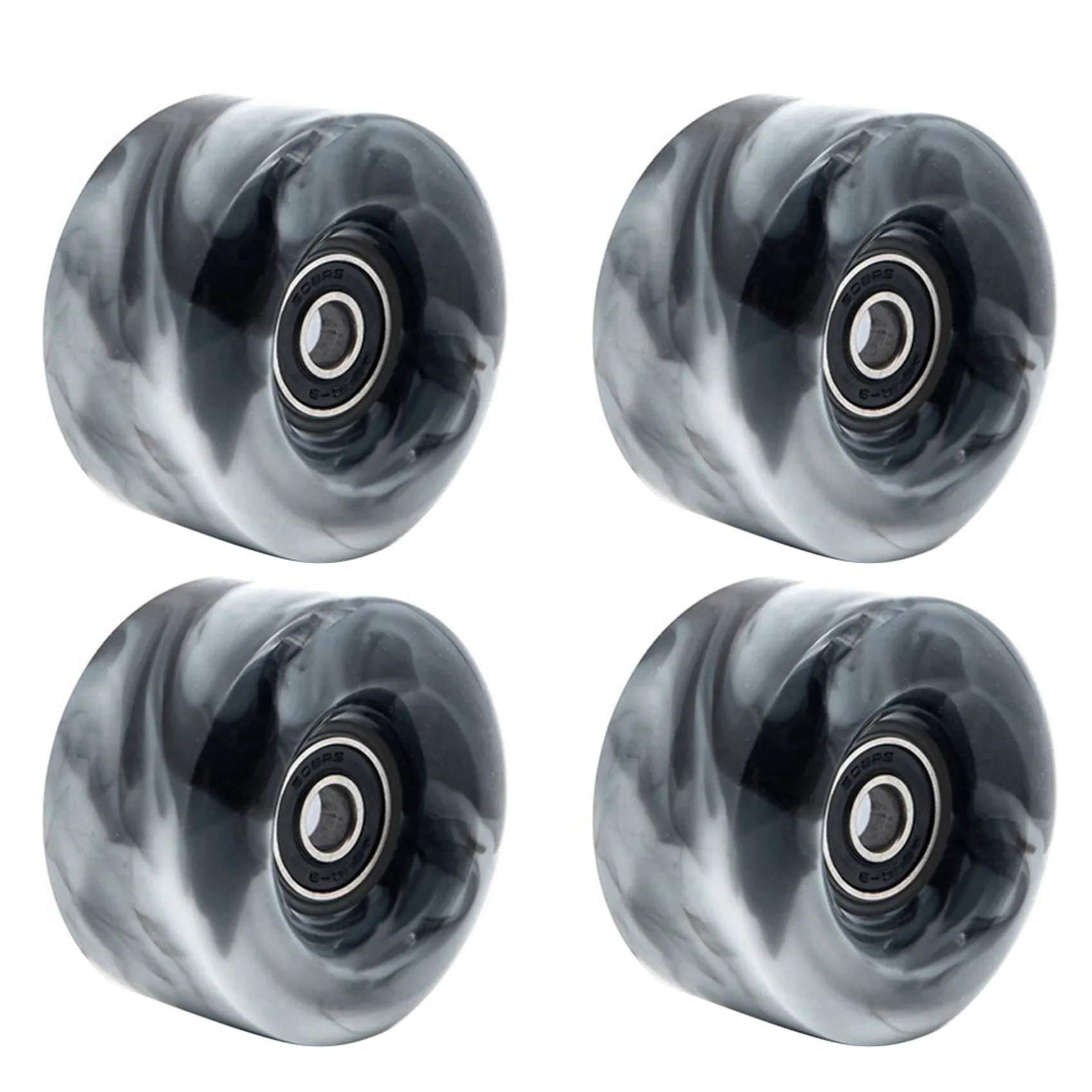 Picture 3: ABMO 4 Pcs Roller Skate Wheels with Bearings for Double Row Skating and Skateboard 32mm x 58mm 82A,Black
