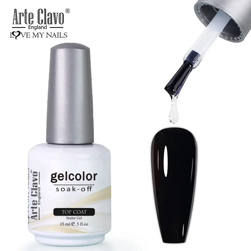 Arte Clavo Top Gel Polonês 15ml Verniz Semi Permanente Função Base Gel Super Top Coat Transparente Gel Unhas Soak Off Gel