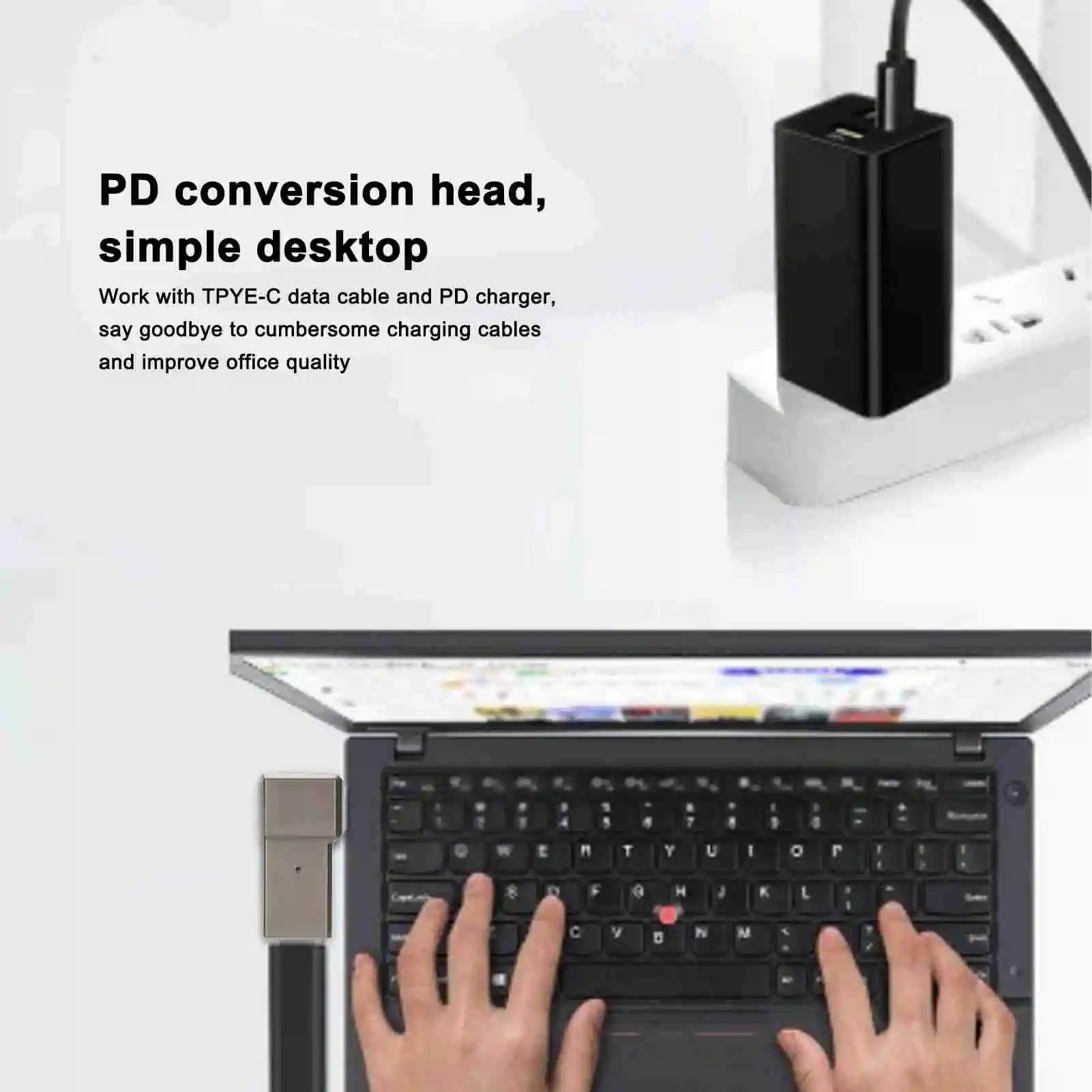 PD Adapter 100W 5A USB Type-C to DC Power Connector, Compatible with Lenovo Laptops