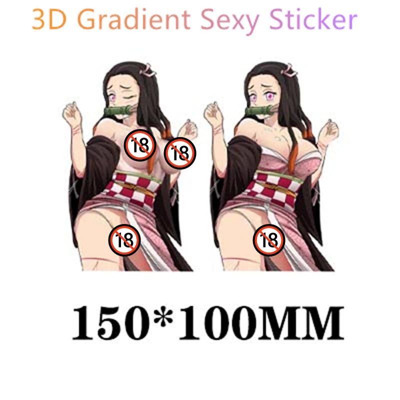 New 3D Gradient Sticker Sexy Vulgar 18+ Gentleman Trend Anime Cartoon Character High Quality Waterproof Car Sticker