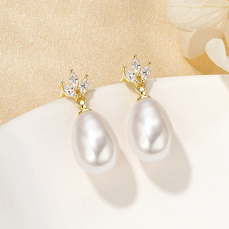 Oxtao Leaf & Pearl-Detail Drop Earrings — product information 2