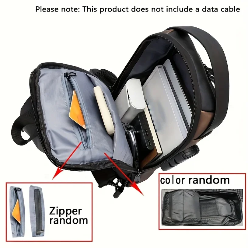 Mens Business Anti-Theft Sling Bag Waterproof Crossbody Backpack with Password Lock USB Charging Lightweight Travel Shoulder Bag image 3