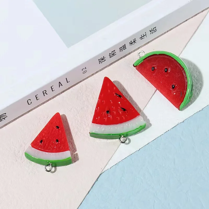 10pcs Cartoon 3D Simulation Watermelon Cute Charms For Pendant DIY Earrings Necklace Jewelry Accessories Finding