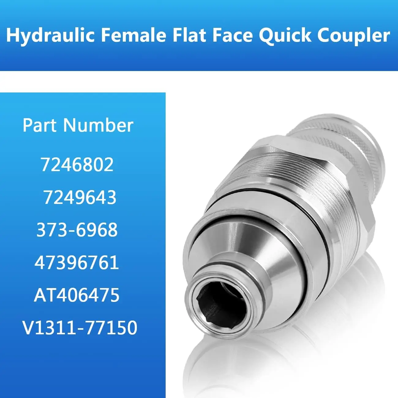 7246802 AT406475 Hydraulic Female Flat Face Quick Coupler Compatible with Bobcat 753 864 883 A770 Johnn Deeree 318E 319E 320E