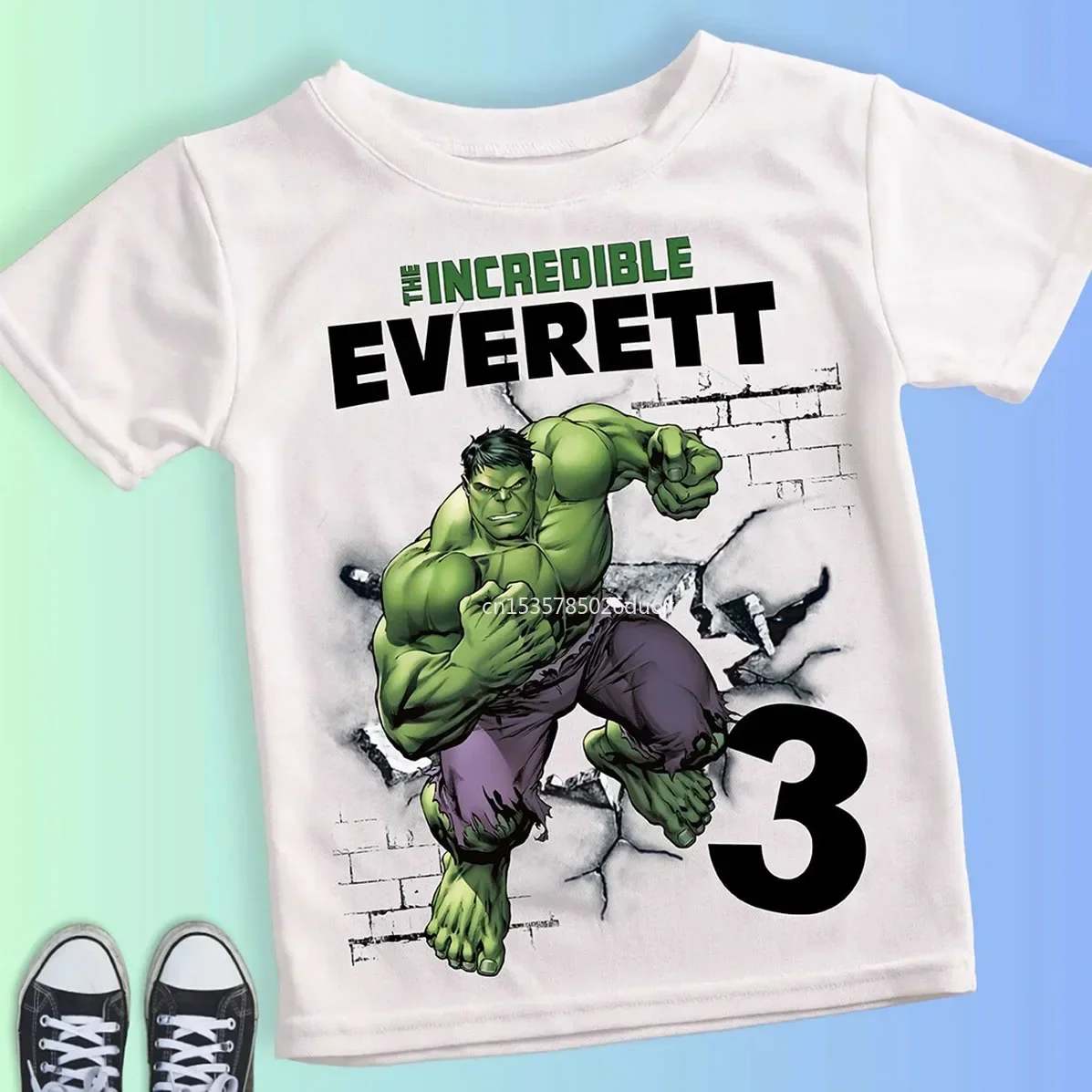 Boy Birthday Hulk Personalize Name T Shirt Children 2 3 4 5 6 7 8 Years New Marvel Hulk Birthday Summer Short Sleeve T-Shirt