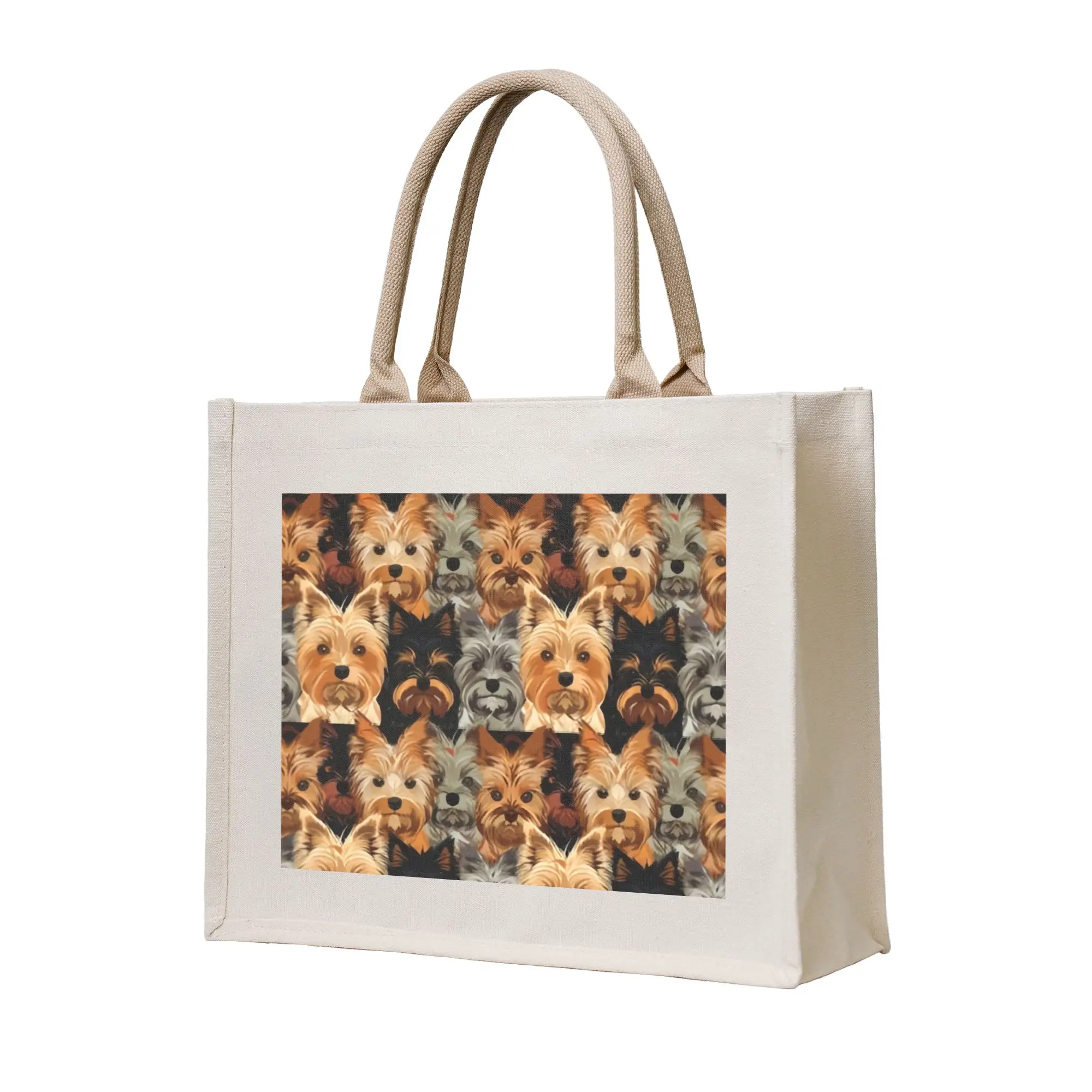 Funny Yorkie Pup Parade Yorke Dog Yorkshire Terrier  Shopping Tote Bag Portable  Grocery Shopper Shoulder Bag