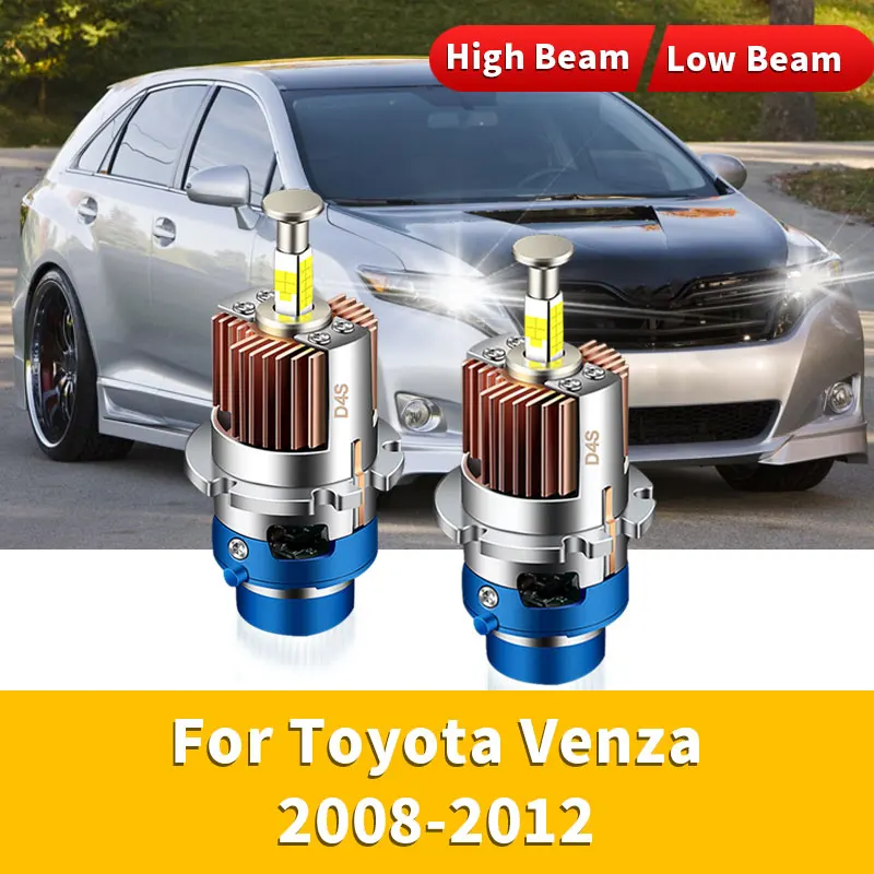 2Pcs Canbus 360 LED Headlights HID Bulbs Xenon Replacement Turbo Super Bright High Low Beam For Toyota Venza 2008 2009 2010-2012