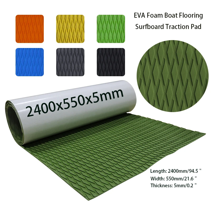 2400x550x5mm Surfboard Traction Pad Water Scooter Non-Skid Marine Flooring Synthetic EVA Foam Boat Decking Sheet  Non-Slip Mat