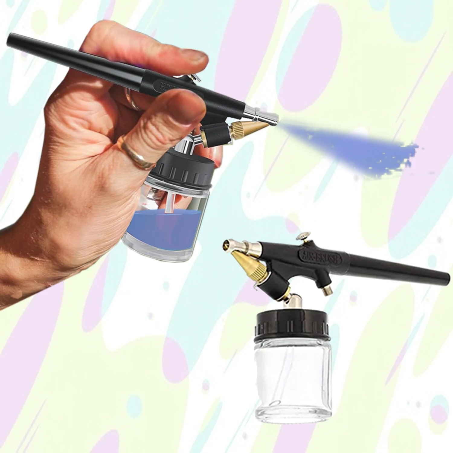 

Joystar Single Action Airbrush with 2 Paint Cups Air Brush Spray Sprayer Gun Painter