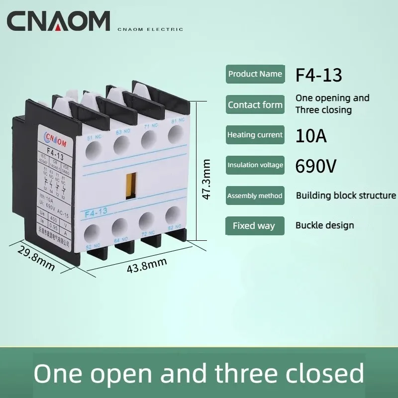 

CJX2 AC Contactor Auxiliary Contact Contact Switch F4-11/20/02/31/40/04/13/22 One Opening and One Closing