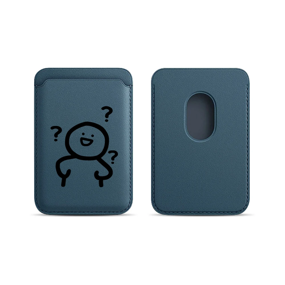 Question Mark Little Man Leder-Kartenetui Telefonkartenhalter für Magnetische Hülle Geeignet für alle iPhone Magsafe Karten-Handytaschen – Detail 7