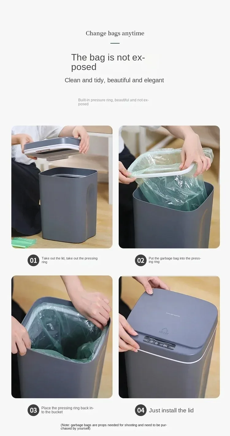 16L Automatic Sensor Trash Can Electric Touchless Smart Bin Kitchen Bathroom Waterproof Bucket Garbage With Lid Home Wastebasket