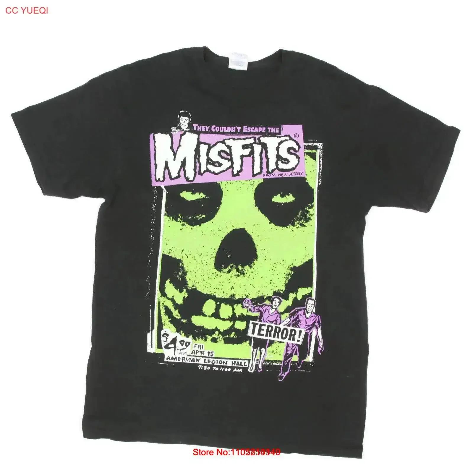 NEW MISFITS April 15 American Legion Hall Black Mens T Shirt Heavy Cotton sz M 358 vintage Washed Unisex Stretched fashion