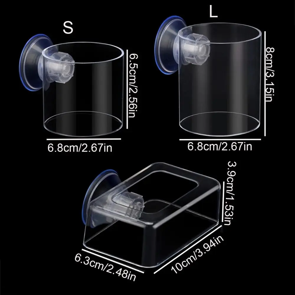 Rectangle/Round Aquarium Suction Cup Feeder Acrylic Transparent Acrylic Aquarium Fish Feeder with Suction Cup Fixed-Point