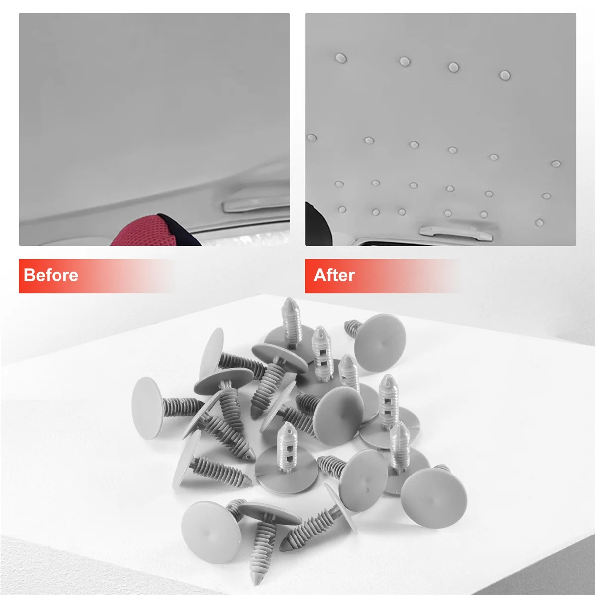 20 Pcs Gray Plastic Car Trim Clips Rivet Fastener 6mm Hole 26mm Head