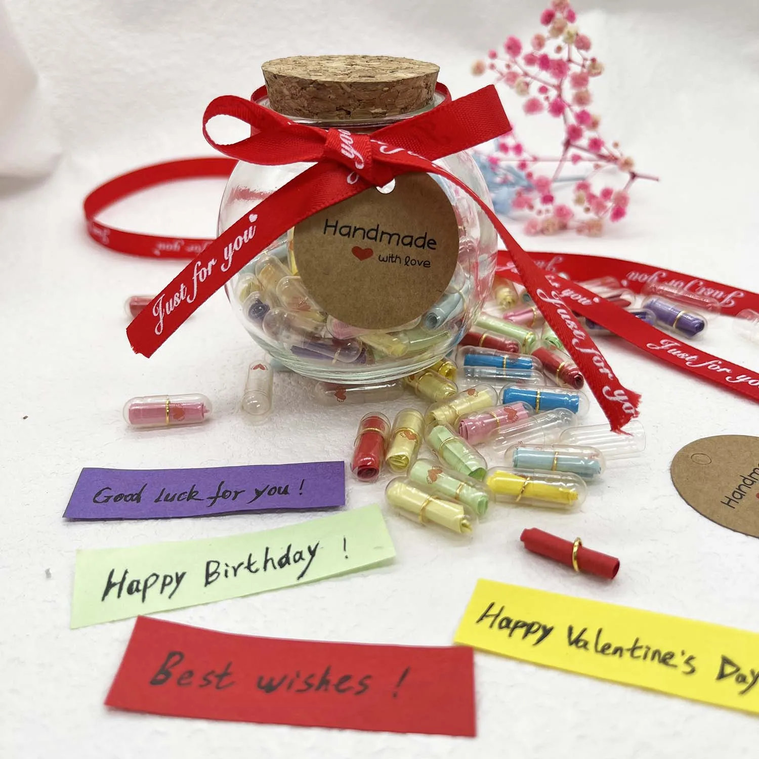 Message Capsules Love Pill with bottle Roll Paper Blank Notes Wish Bottle Capsule Wedding Favour Party Valentine Gift