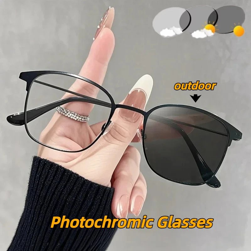 

New Trend Photochromic Glasses Fashion Outdoor Color-changing Lens Glasses Men Women Retro Optical Eye Protection Glasses