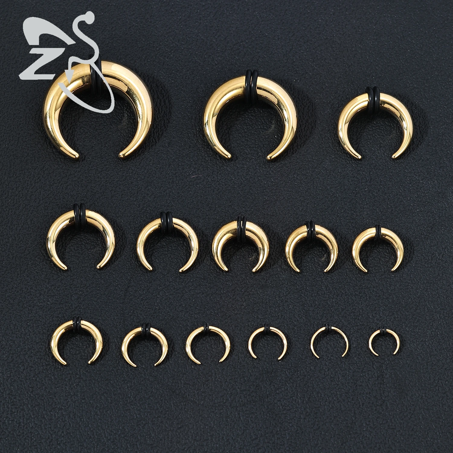 ZS 1PC 2G/4G/6G Buffalo Horn Nose Piercing Stainless Steel Pincher Septum Ring Stretcher Expander 8/10/11/12/15/16/18/22/25mm