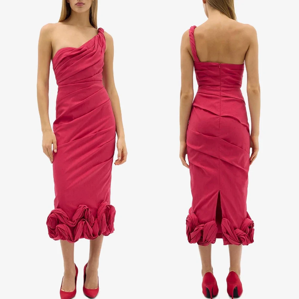 

Элегантное платье миди на одно плечо Ochro по индивидуальному заказу, вечерние платья трапециевидной формы, вечерние изысканные платья высокого качества для выпускного вечера для женщин