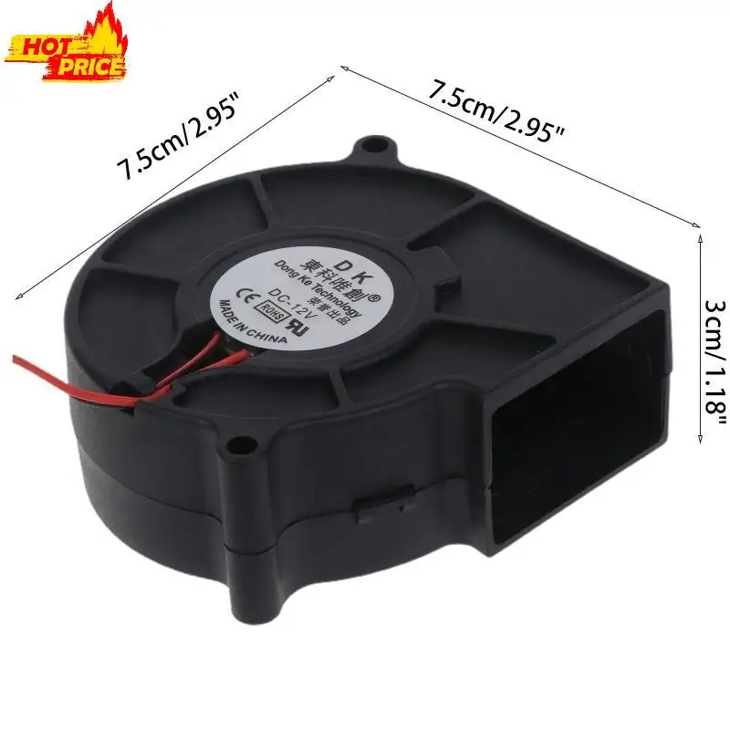تيار مستمر الهواء توربو مروحة نفخ 75x75x30 مللي متر 12 فولت 7 سنتيمتر 7530 مشعات الطرد المركزي تدفق الهواء التبريد برودة مروحة #6