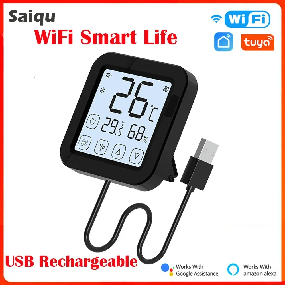 WiFi Smart Life IR Screen Thermostat Controller LCD Temperature and Humidity Smart Sensor Supports Alexa and Google