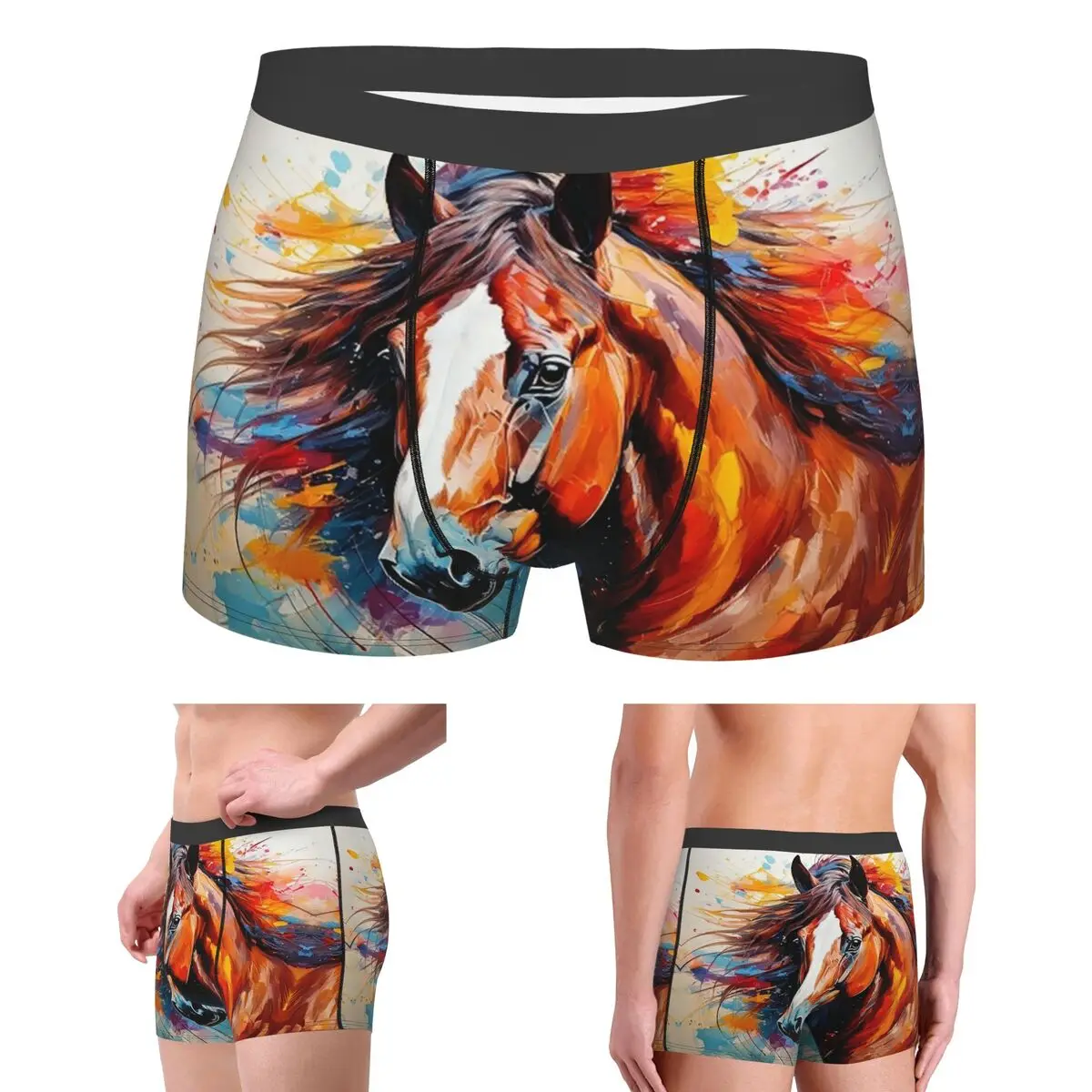 

Boxer Underpants Shorts Horse Art Loose Artistic Panties Men's Soft Underwear for Homme Man Boyfriend Gifts