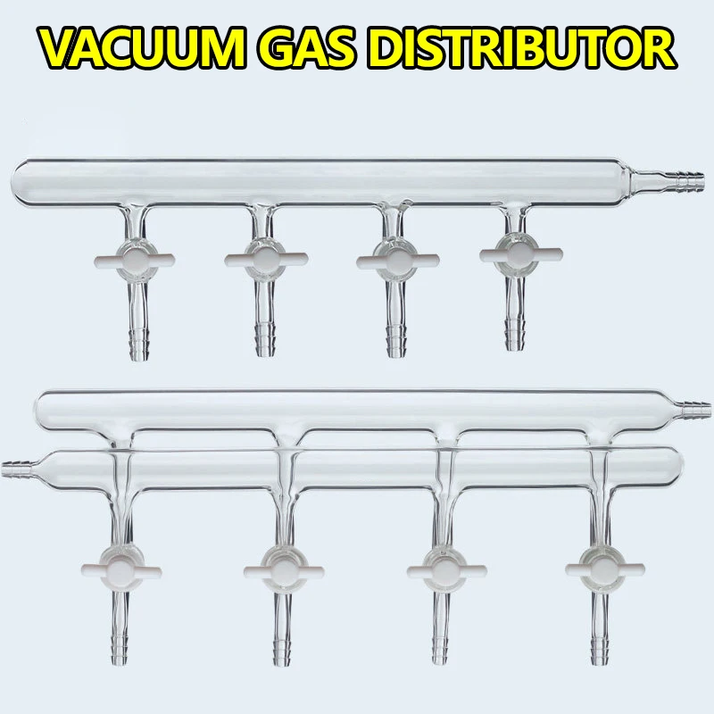 1 piece vacuum gas distributor single row tube PTFE/glass piston glass instrument