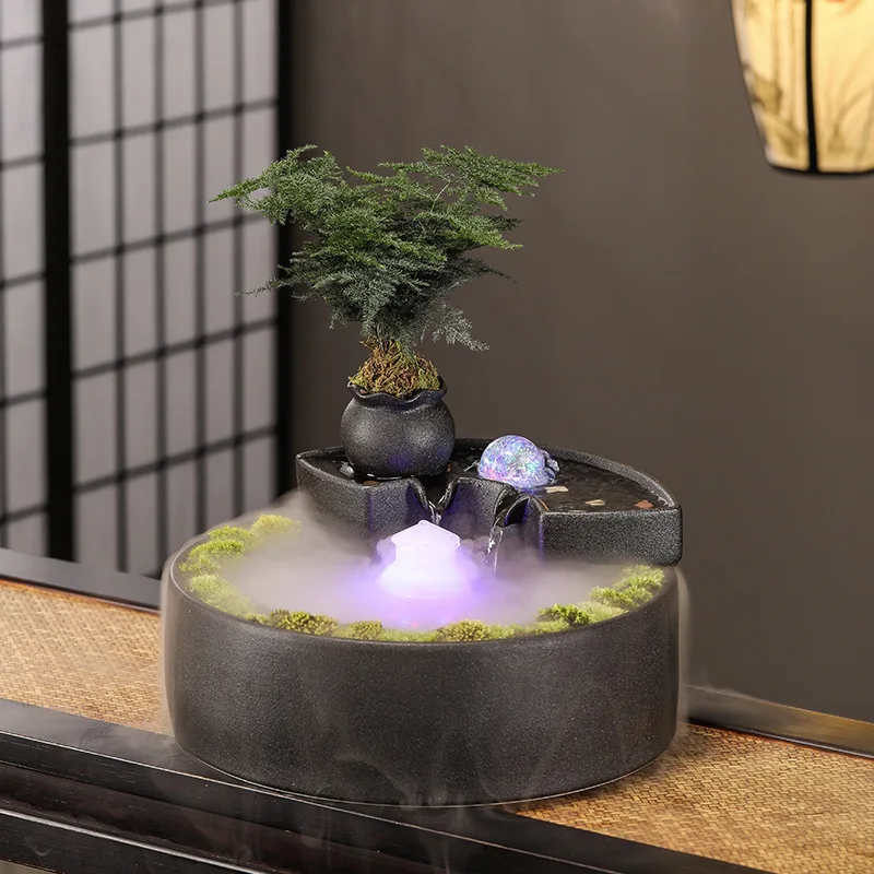 HYS flowing water ornament, circulating water fountain, creative ceramic, living room wealth-attracting office,