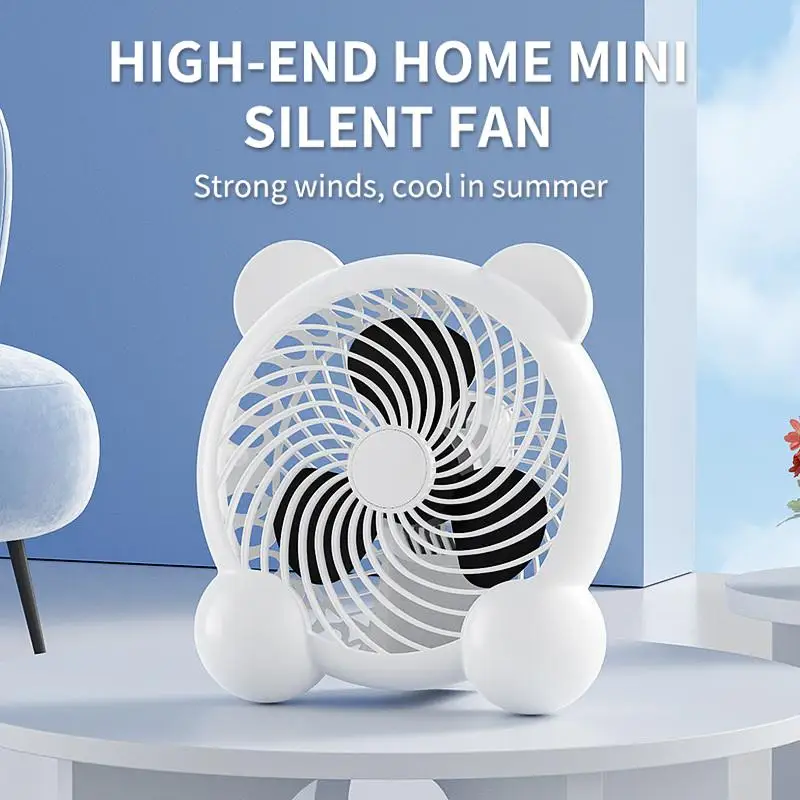 4/7inches Ultra Quiet Desktop Fan USB Charging Panda Fan For Office Home Portable Dorm Camping Outdoor