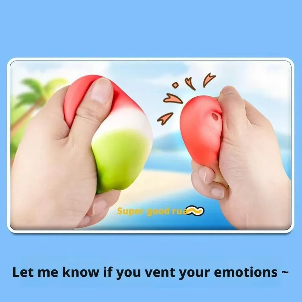 Portable Soft Ice Skin Anti-stress Squeeze Slow Rebound Squishy Texture Watermelon Stress Reliever​​ Squeeze for Adults & ​​
