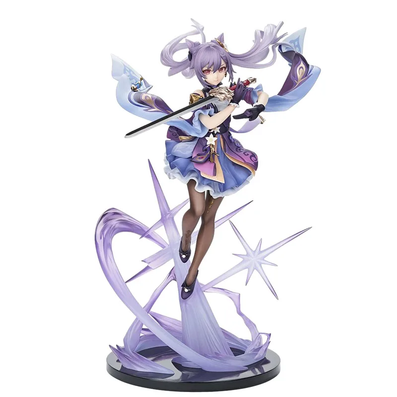 Anime Figure Genshin Impact Keqing Shenhe Hu Tao Xiao Standing Sword Model Toy PVC Collection Toy Desktop Decoration 25CM