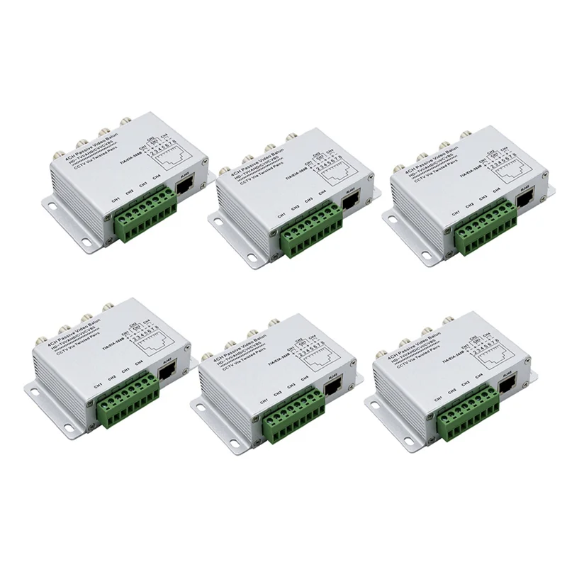

EDT-6X 4CH Passive Video Balun For TVI CVI AHD Cameras CCTV Via Twisted Pairs UTP Video Balun 4CH Transceiver BNC To UTP