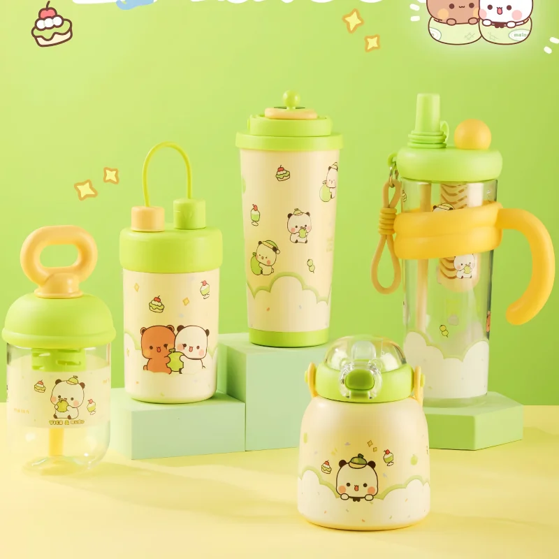 

Cartoon Panda Bubu & Yier Stainless Steel Tritan Beverage Cup Kawaii Water Cup Collectible Toy Figure Birthday Gift