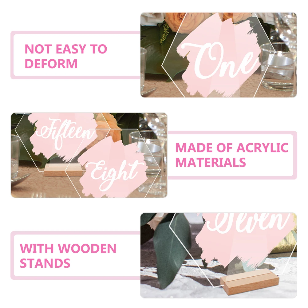 

Table Card Numbers for Wedding Reception with Base Signs Hexagon Party Cards Decor
