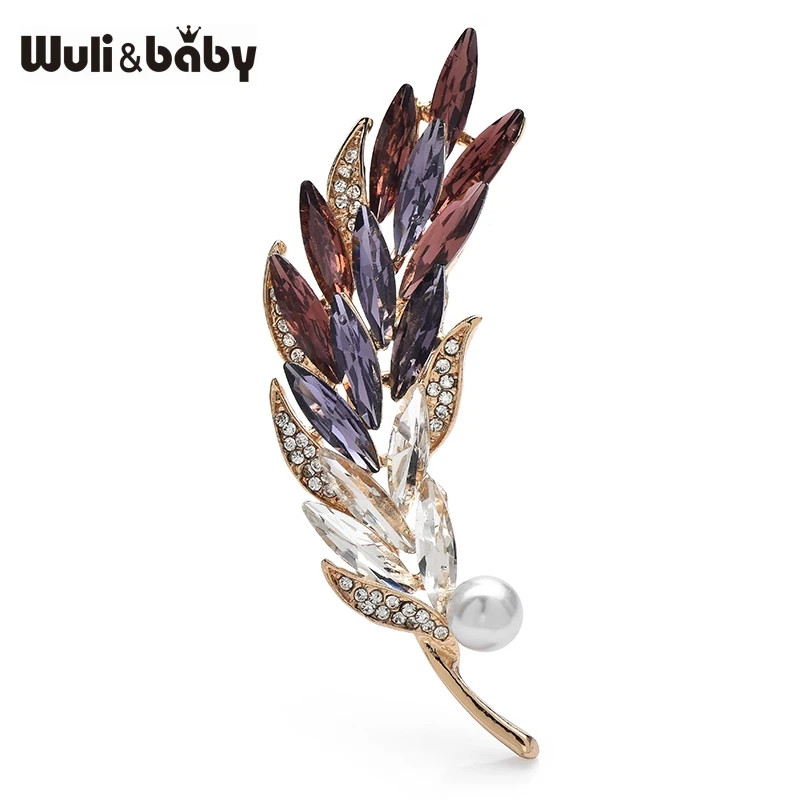 Wuli&baby Sparkling Wheat Brooches For Women Lady 2-color Elegant Flower Plants Office Party Brooch Pins Gifts