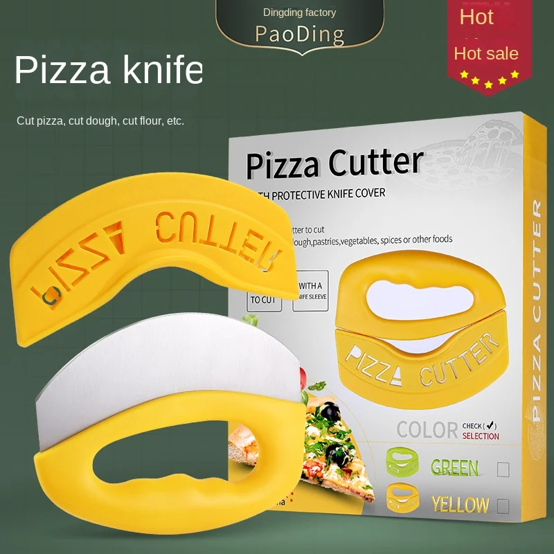 Stainless Steel Pizza Cutter with Protective Cover Pizza Knife, Rocking Knife Pizza Knife, Multi-Purpose Cutting