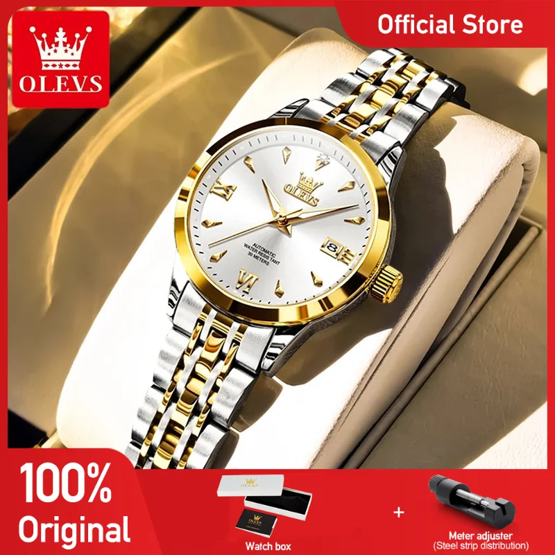

OLEVS 9956 Womens Watch Luxury Brand Automatic Mechanical Watch Waterproof Date Watch For Women Bracelet Set Original Reloj New