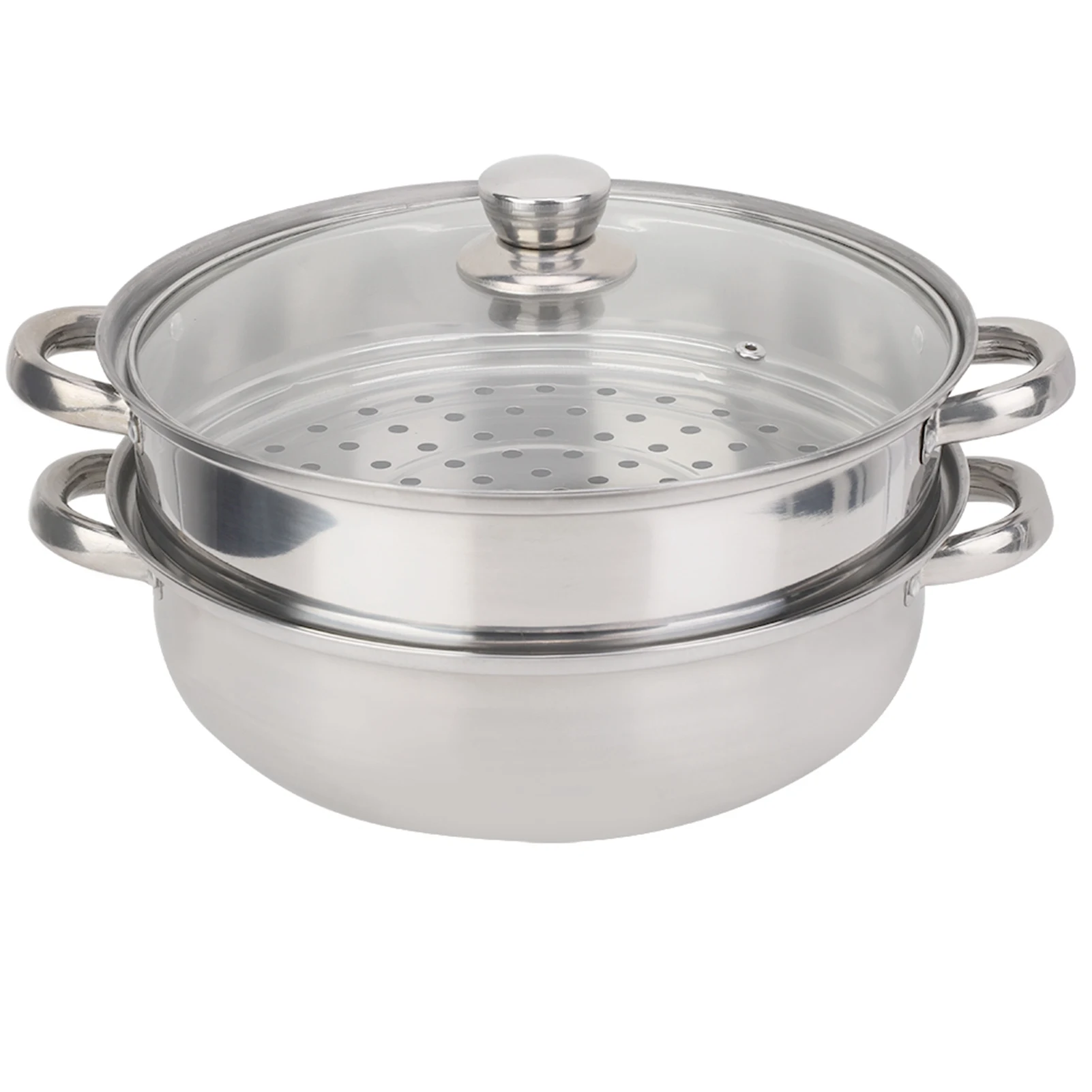 

2 Layer Stainless Steel Steamer 27cm/11in Steam Pot Multipurpose Steamer Pot With Lid Kitchen Supplies