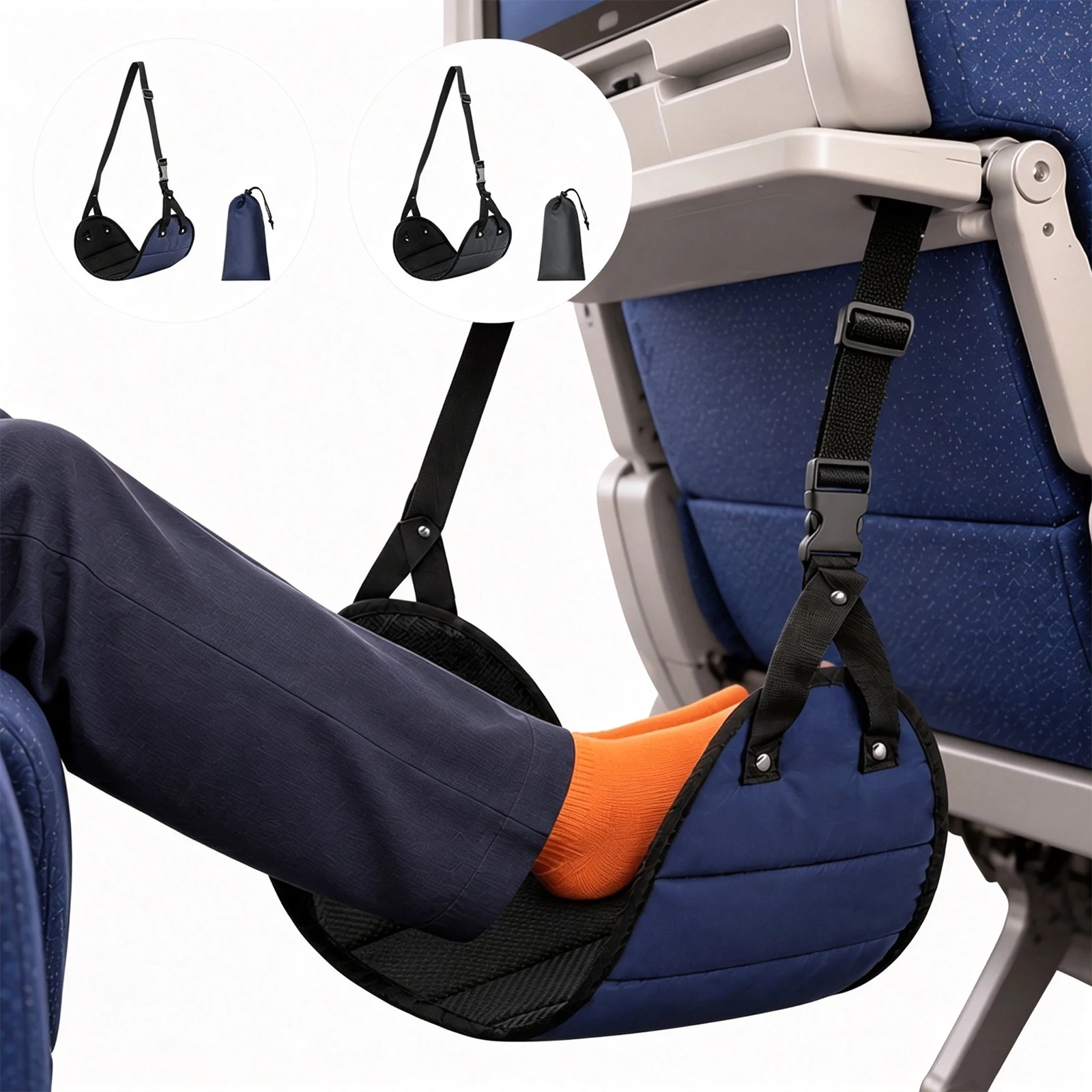 Airplane Footrest Adjustable Foot Hammock Office Footrest Plane Travel Relax Feet Desk Hammock,Airplane Long Flight Travel Acces