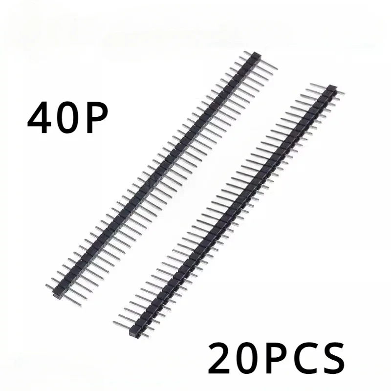 20 stks 40 Pin 1x40 Enkele Rij Mannelijke 2.54 Breekbare Pin Header Connector Strip vergulde voor Arduino Zwart