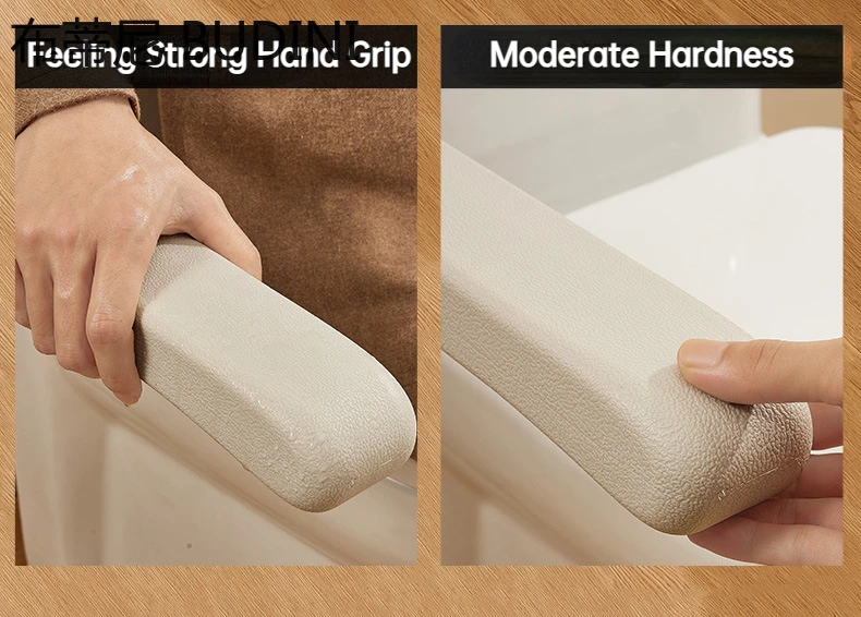 24in PU Folding Handle Wall Mounted Safety Anti-slip Thicken Toilet Grab for Senior Assistant Tool Yellow