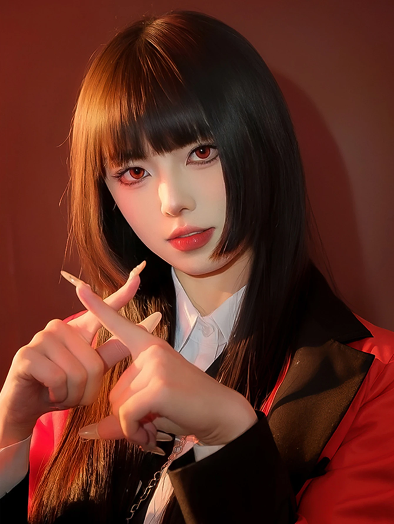 Long Silky Straight Synthetic Wigs with Bangs Black Cosplay Party Lolita Hair Wigs for Women Natural Heat Resistant Wig LM