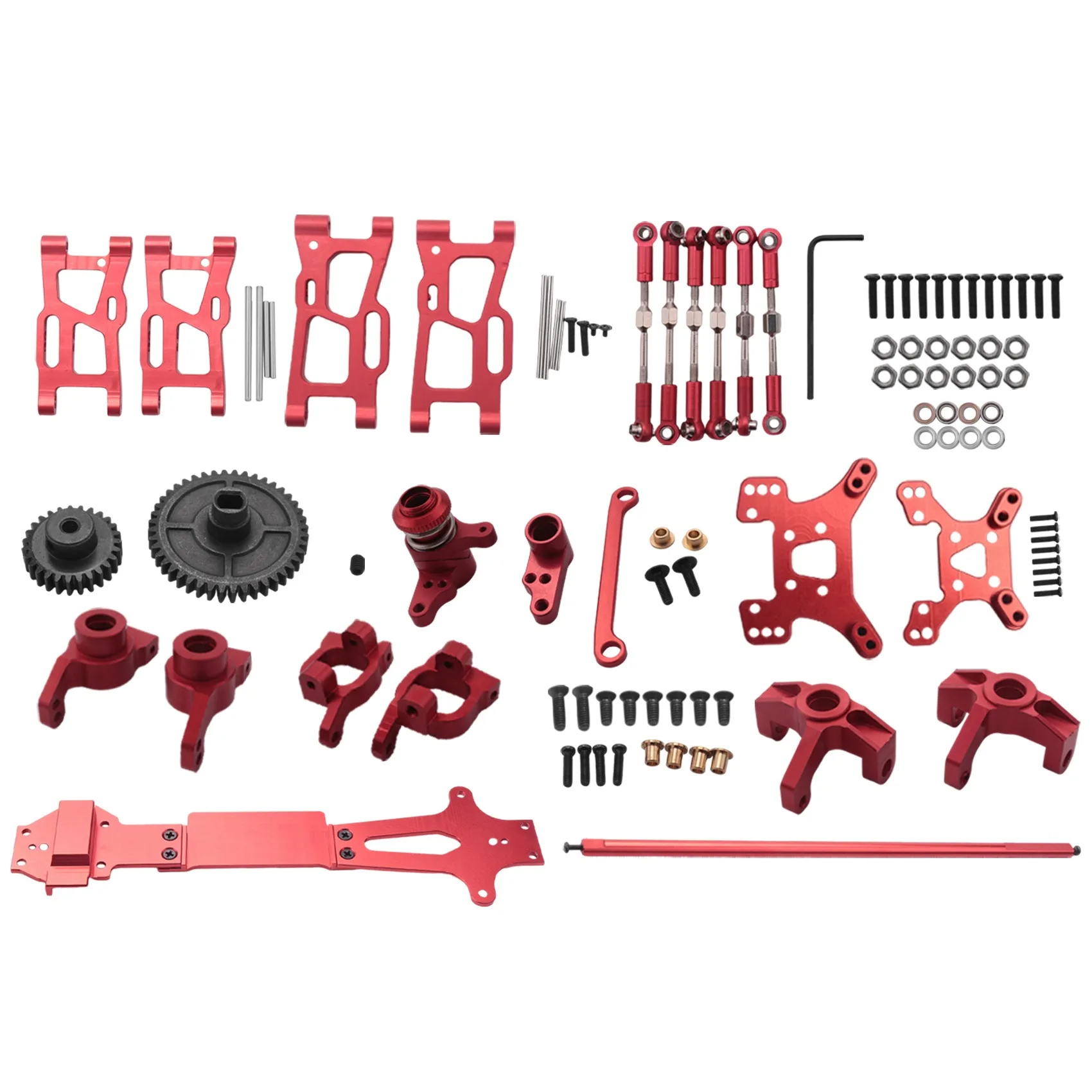 

For WLtoys 1:14 144001 RC Car Full Upgrade Spare Parts Metal C Seat Steering Cup Swing Arm Central Drive Shaft,Red