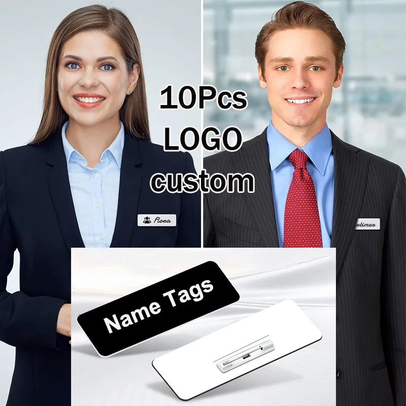 Functional Name Tags Name Badges 10Pcs Round Corners Name Tag Personalized Logo