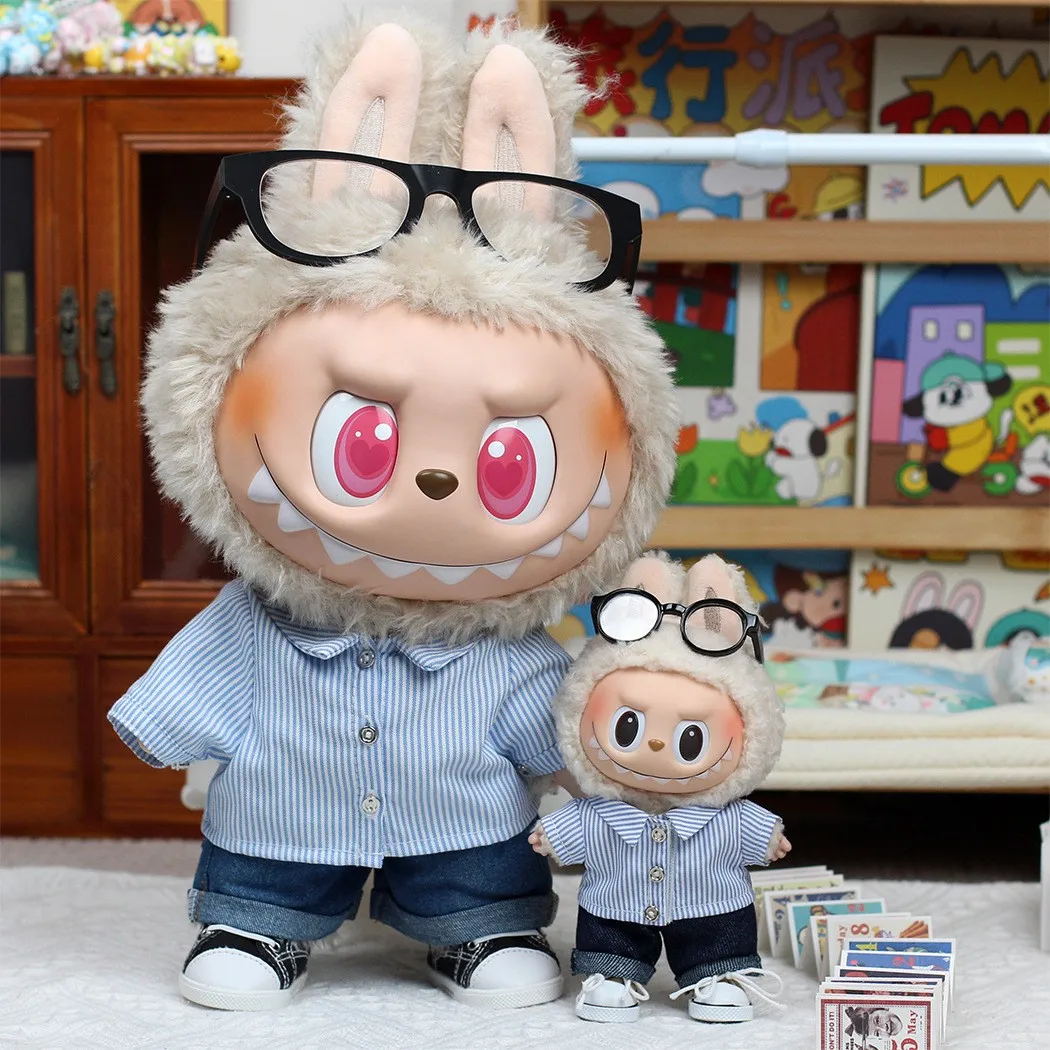 

Виниловый игрушечный наряд Labubu, комплект штанов для сидячей куклы 7 см, модная хлопковая одежда для куклы, ансамбль irt и брюк
