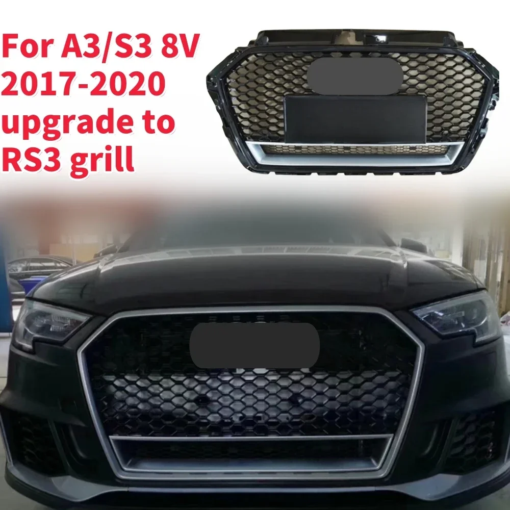 Racing Grills Front Hood Grille Car Front Bumper Grill Center Grille for RS3 Grill for A3/S3 8V 2017-2020